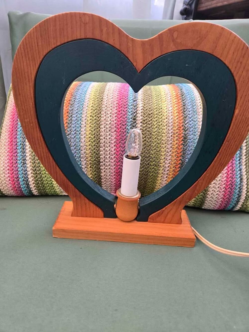 Handcrafted Wooden Heart Table Lamp